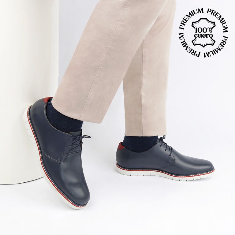 Zapatos Casuales Hombre Azul Great03 cuero