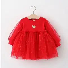 GENERICO - Vestido de Niña Bebe Estrellas Rojas