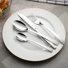 GENERICO - Juego de cubiertos plateado acero inoxidable de 16 piezas