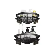 GENERICO - Kit 2 Repisas Esquinero De Aluminio Para Baño - Negro
