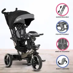 EBABY - Triciclo Guiador para Niños »SANTORINI DELUXE» USB Black