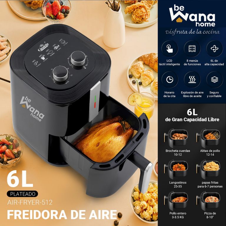 Freidora Aire Airfryer Manual Extra large Capacity 6 Litros Sin Aceite