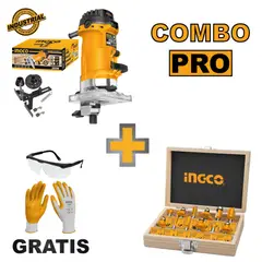 INGCO TOOLS - Combo Fresadora INGCO PLM5002 + Set 12 Fresas + Lente + Guantes