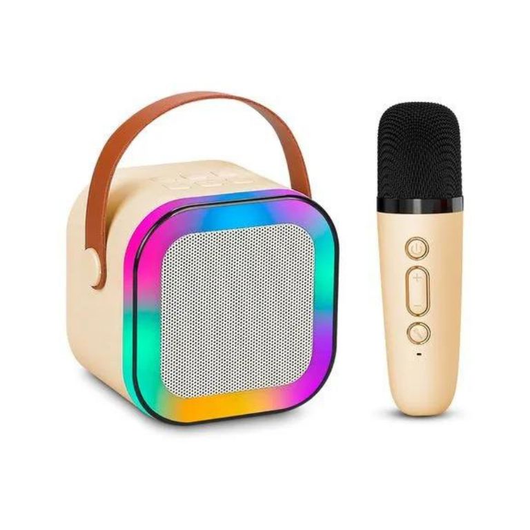 Altavoz inalámbrico para karaoke con Micrófono Bluetooth Beige