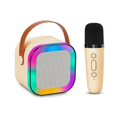 GENERICO - Altavoz inalámbrico para karaoke con Micrófono Bluetooth Beige