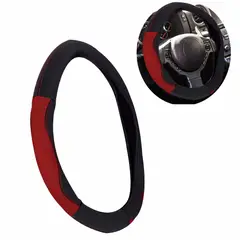 GENERICO - Cubre Volante Cuero M Auto Negro con Diseño Rojo