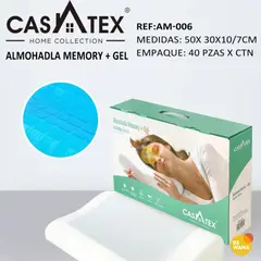 CASATEX - Almohada Ortopédica Viscoelástic MEMORY FOAM GELCOOLMAX 50cm x 30cm.