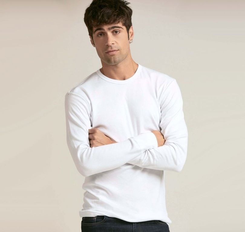 Polo Camiseta Calentador térmico para Hombre Blanco Micro Polar