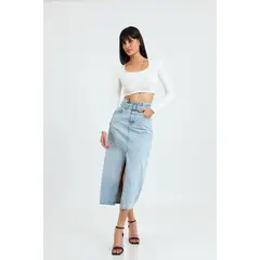 VERA DONNA - DENIM MIDI CALIFORNIA SKIRT