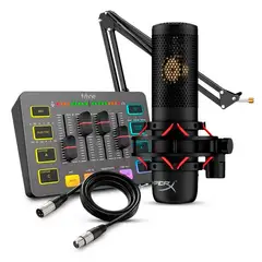 HYPERX - Kit Pro Streamers ProCast + Mixer FIFINE SC3 + XLR Cable+ Brazo