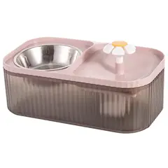 GENERICO - Plato + Bebedero de Agua para Gato 3 L Capacidad AJ - Rosado