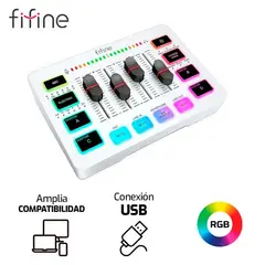 FIFINE - Mezclador De Sonido MIXER SC3 RGB Blanco