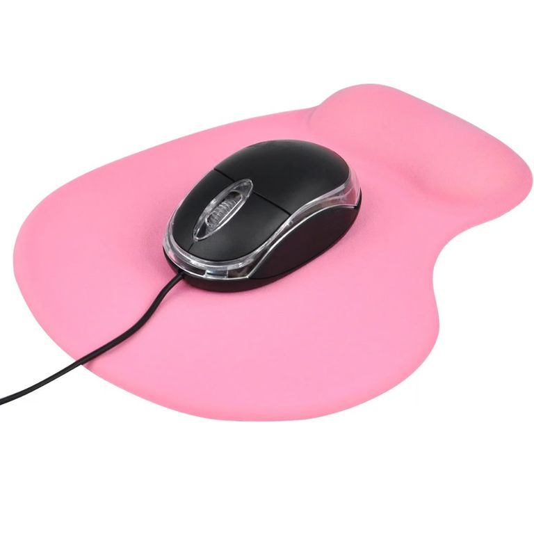 MOUSE PAD ERGONOMICO CON ALMOHADILLA BASE DE GOMA GEL ROSA