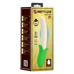 PRETTY LOVE - Vibrador Dildo Silicona Banana Geek Verde 19.5 cm x Ø 3.1 cm USB