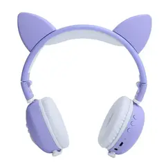 GENERICO - AUDIFONOS BLUETOOTH GATITO INALAMBRICOS LUCES RBG MORADO