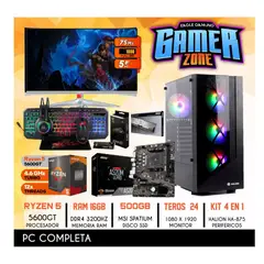 AMD - Computadora PC GAMER RYZEN 5 5600GT RAM 16GB SSD 500GB PANTALLA 24" FULL HD