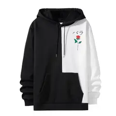 YANSUS - Polera Hombre Bicolor Negro Blanco Estampado Rosa