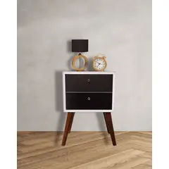MUEBLES MACRUMO - Velador Vintage 2 Cajones Wengue