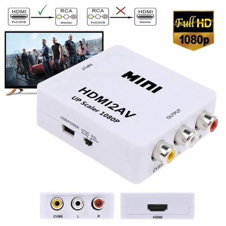 Adaptador Hdmi A Rca Conversor Convertidor Hdmi2AV Video Pal Ntsc