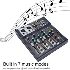 OEM - Mezclador de Audio Profesional 4 Canales Mezclado Audio USB Bluetooth