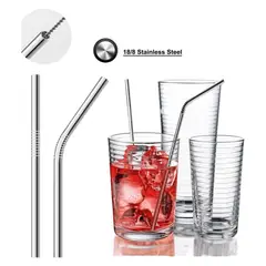 GENERICO - Set de Sorbetes de Acero Inoxidable 04Unid