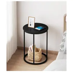 GENERICO - Mesa auxiliar industrial color negro 40 cm x 60 altura