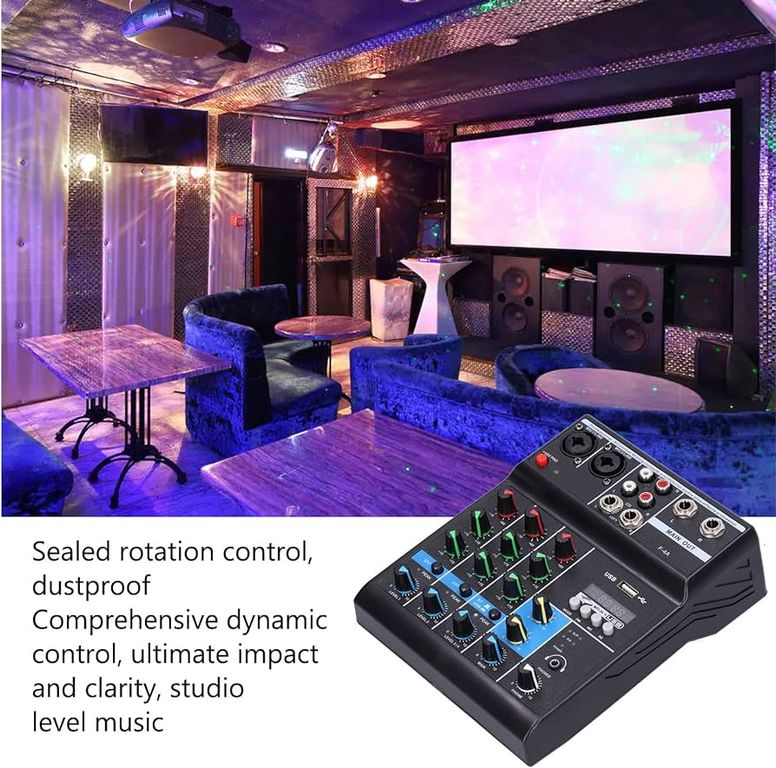 Mezclador de Audio Sonido Inalámbrico de 4 Canales F-4A USB Y BT