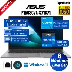 ASUS - Laptop ExpertBook P1503CVA-S71671 15.6" FHD, Intel Core i5-13420H, Ram 8GB, SSD 512GB, Win 11