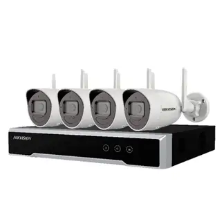 HIKVISION - Kit de monitoreo (1 NVR Wi-Fi de 4 Canales + 4 Camaras Wi-Fi de 2 MP)