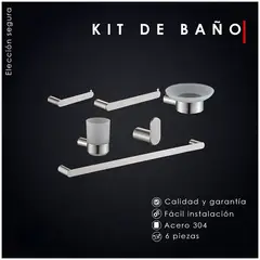 GENERICO - Kits de Baño 6 Piezas Acero Inoxidable