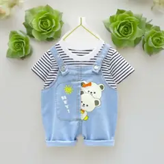 GENERICO - ROPA PARA NIÑO OSITO NEGRO - ( POLO MANGA CORTA + OVEROLL )