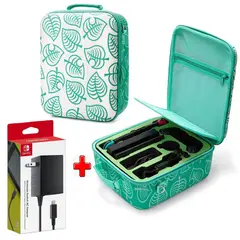 VARIOS - Pack Maleta Nintendo Switch y Oled Animal Verde y Cargador Original.