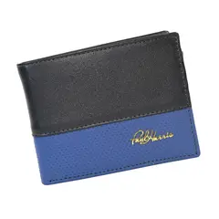 PAUL HARRIS - Billetera de Cuero Para Hombre Negro Azul