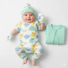 GENERICO - Ajuar para bebe Pajaritos Verde