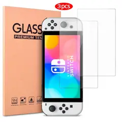 VARIOS - Pack 3 und Mica de Vidrio para Nintendo Switch OLED.