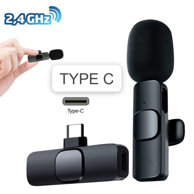 Micrófono Solapero Inalámbrico Entrada para Android Recargable