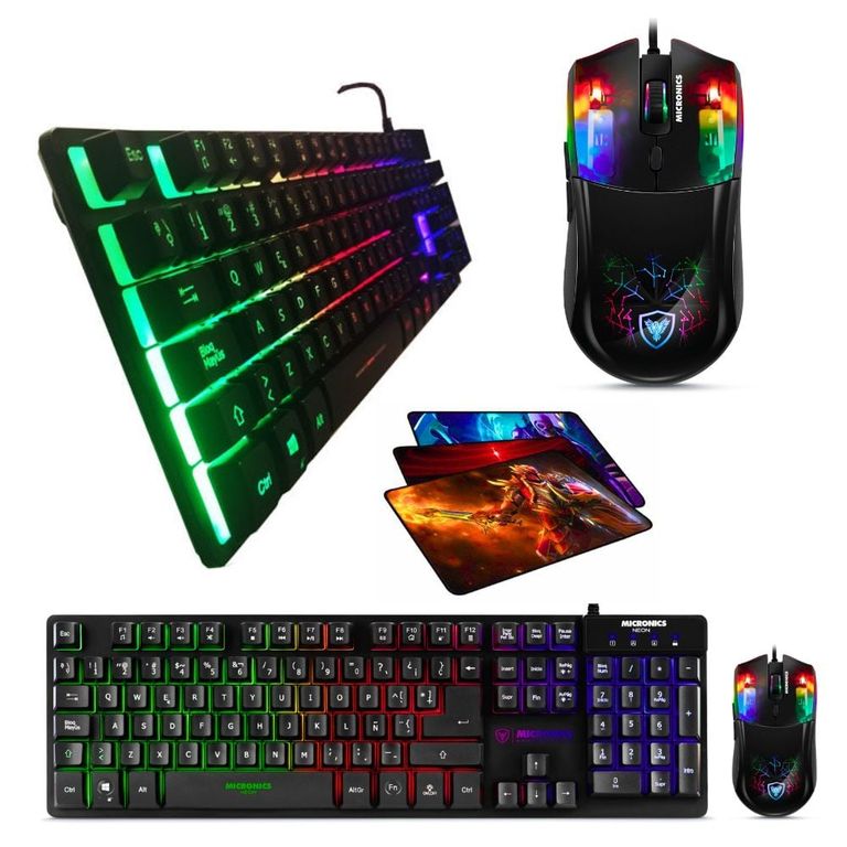 Kit Gamer 3 En 1 Neon : Teclado + Mouse + Pad