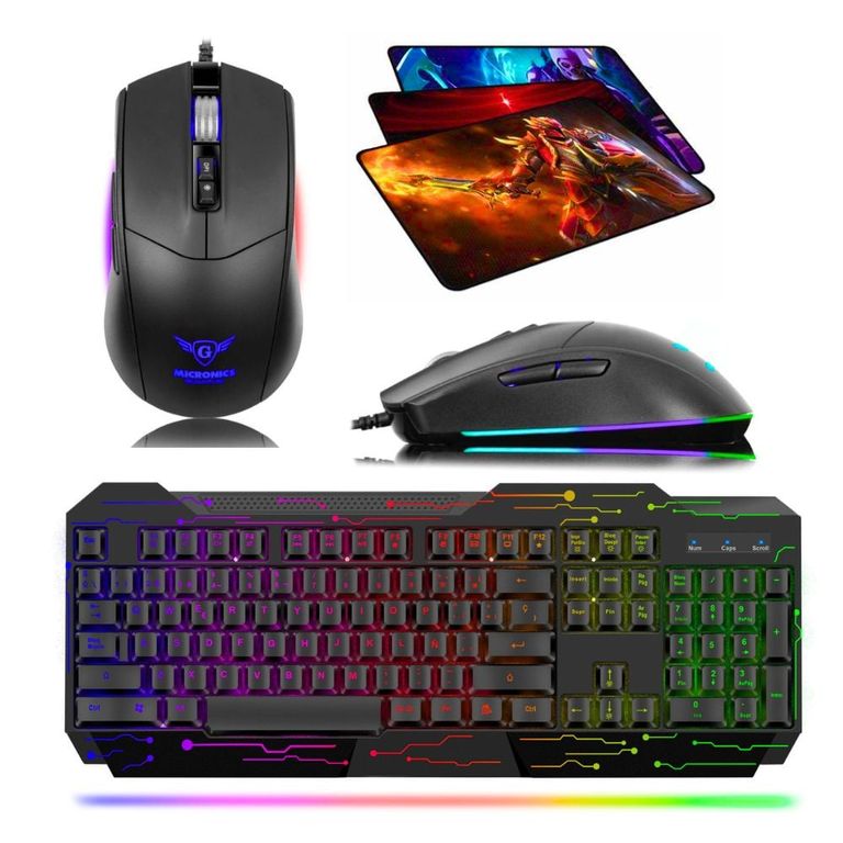Kit Gamer 3 En 1: Teclado Elektron + Mouse Quantum + Pad