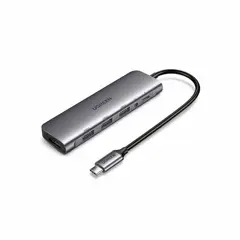 UGREEN - Adaptador Usb-C 6 in 1 Usb 3.0 Hdmi 4k 3.5mm Pd 100w 80132 Grey