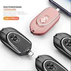 GENERICO - Mini cargador portátil llavero 2 en 1 iPhone y tipo c de 1200mah