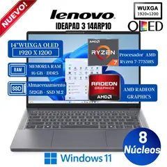 LENOVO - Laptop Ideapad Slim 3 14ARP10 14" WUXGA OLED, Ryzen 7-7735HS, Ram 16 GB, Ssd 512 GB, Win 11