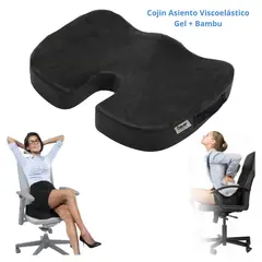 DAUER - Cojín de Asiento Ortopédico Viscoelástico Carbón de Bambú con Gel