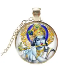 GENERICO - Krishna, Collar Cabujón en Cristal Y Metal Color Plata