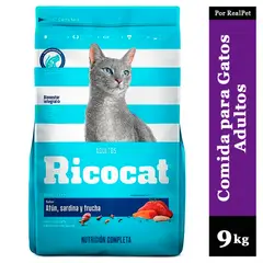 RICOCAT - Comida para Gato Adulto Atún Sardina y Trucha 9 kg