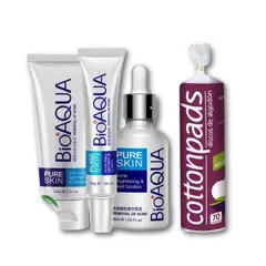 BIOAQUA - Kit Anti acné + Discos de Algodón Desmaquillante 70 und