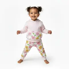 GENERICO - Conjunto Con Capucha Floreado Rosado