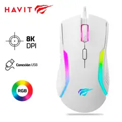HAVIT - Mouse MS1033 8,000 DPI RGB Blanco