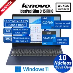 LENOVO - Laptop IdeaPad Slim 3 15IRH10 15.3" WUXGA IPS, Core i7-13620H, Ram 16GB, Ssd 1 TB, Win 11 Pro