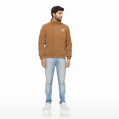 INDEMA - Casaca Puffer Juvenil de Plumón para Hombre Color Camel
