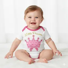 GENERICO - Body Little Princes Corona Blanco de Algodón Pima